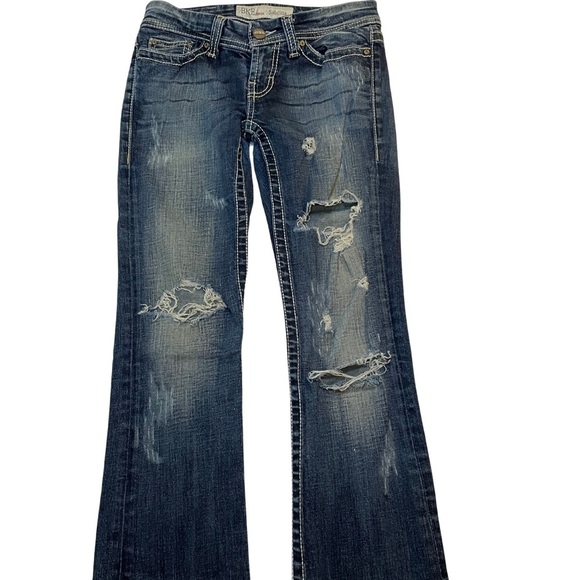 BKE Sabrina Flare Distressed Women's Jeans, 25x33 1/2, Multiple Rips Distress - Picture 2 of 14